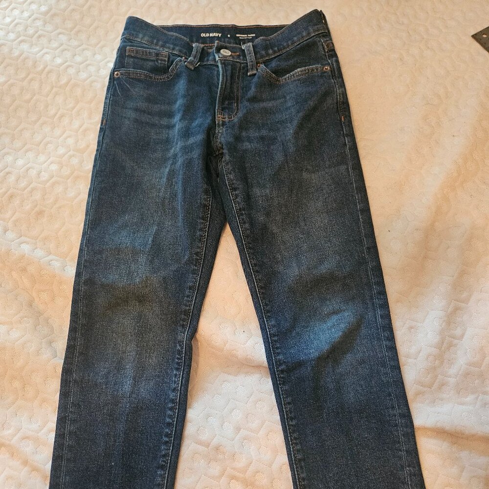 Old Navy Jeans Kids Size 8 Reg Blue Straigth Adjustable Waist